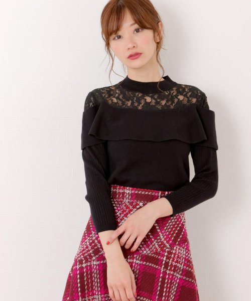 セール レース切り替えフリルニット ミッシュマッシュ Misch Masch セール レース切り替えフリルニット ミッシュマッシュ Misch Masch