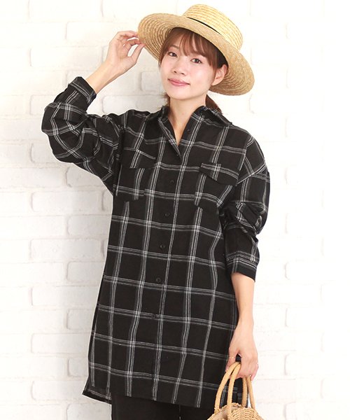 セール チェック長袖ゆったりシャツ チェックシャツ レディース 春 30代 40代 Vl 5115 S S アミュレット Amulet D Fashion