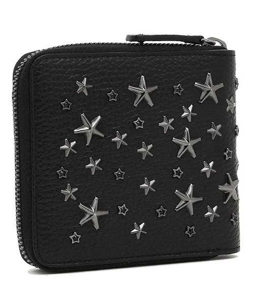 セール ジミーチュウ 折財布 メンズ スタースタッズ Jimmy Choo Lawrence Zip Round Wallet ブラック ジミーチュウ Jimmy Choo D Fashion