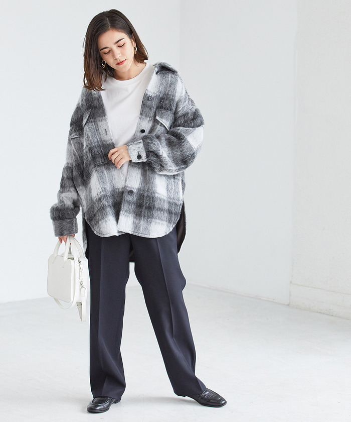 セール 70%OFF】シャギーチェックオーバーシャツコート