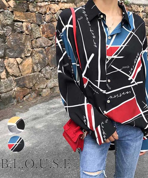 シャツ ブラウス レディース 長袖 柄シャツ おしゃれ 柄ブラウス 個性的 トップス 即納 ミニミニストア Miniministore D Fashion