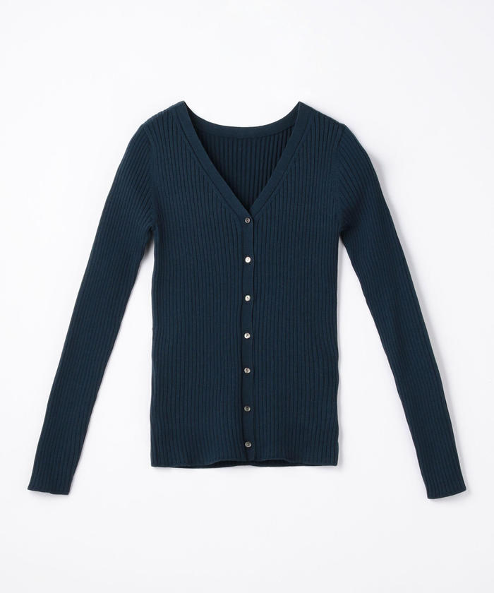 DES PRES - DES PRES リブVネックカーディガン♡完売人気商品♡ セール 60%OFF】ウールポリエステルリブ Vネックカーディガン