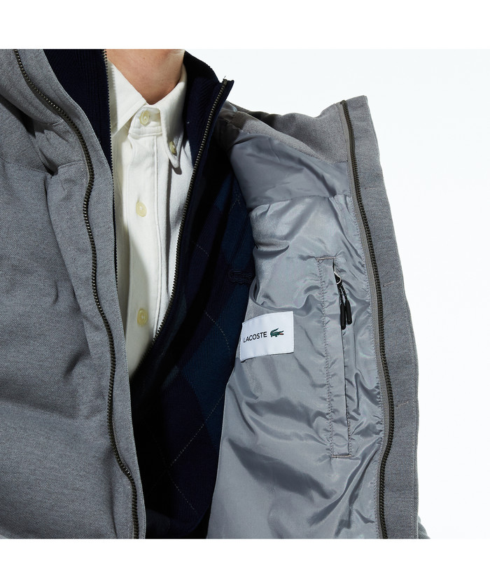 ラコステ LACOSTE ピケダウンジャケット （グレー