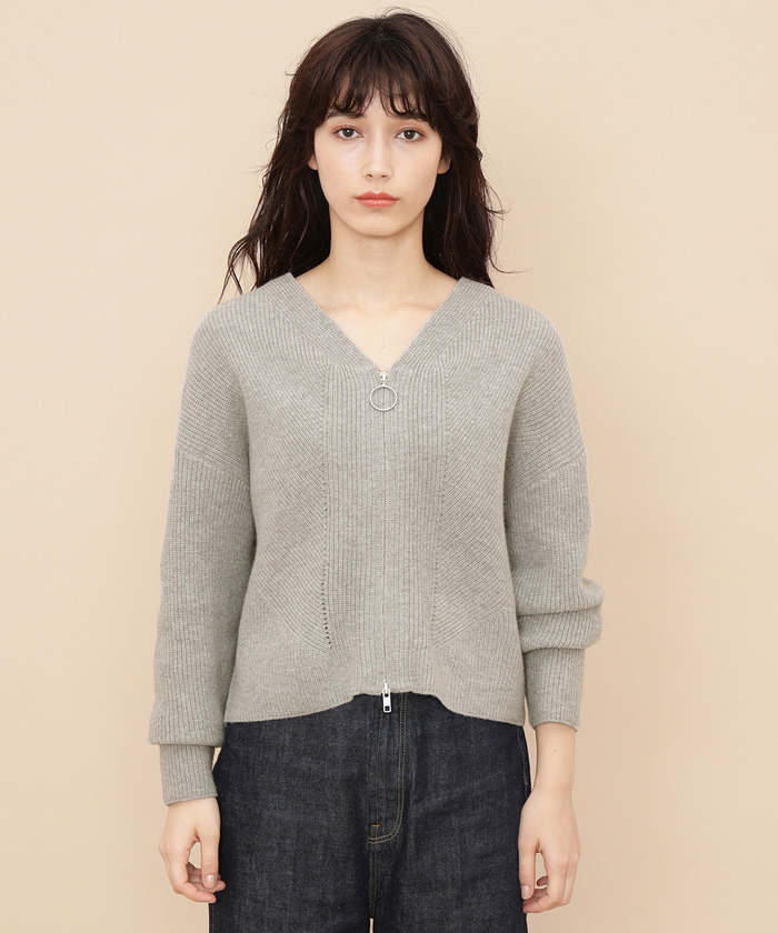 セール】【WEB限定】ウール畔ZIPカーディガン(502548731