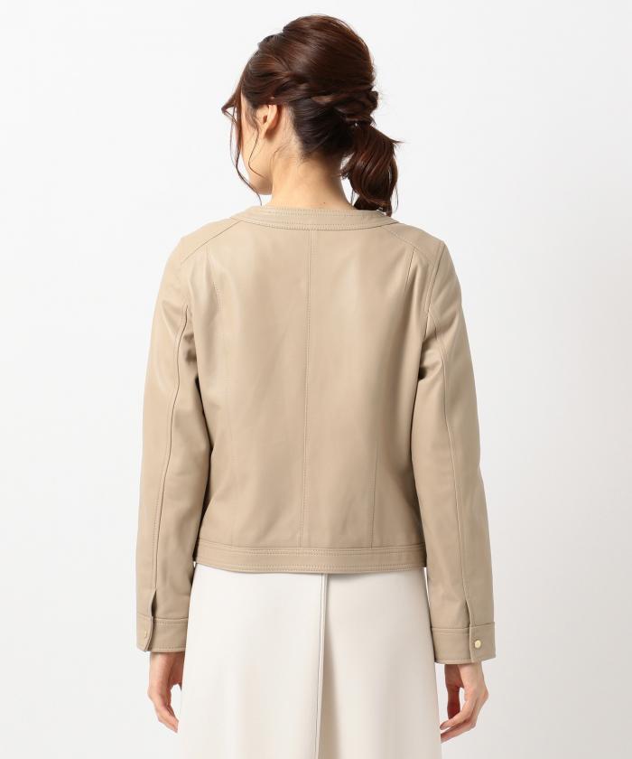 セール 50%OFF】【本革】ソフトラムレザー ノーカラージャケット