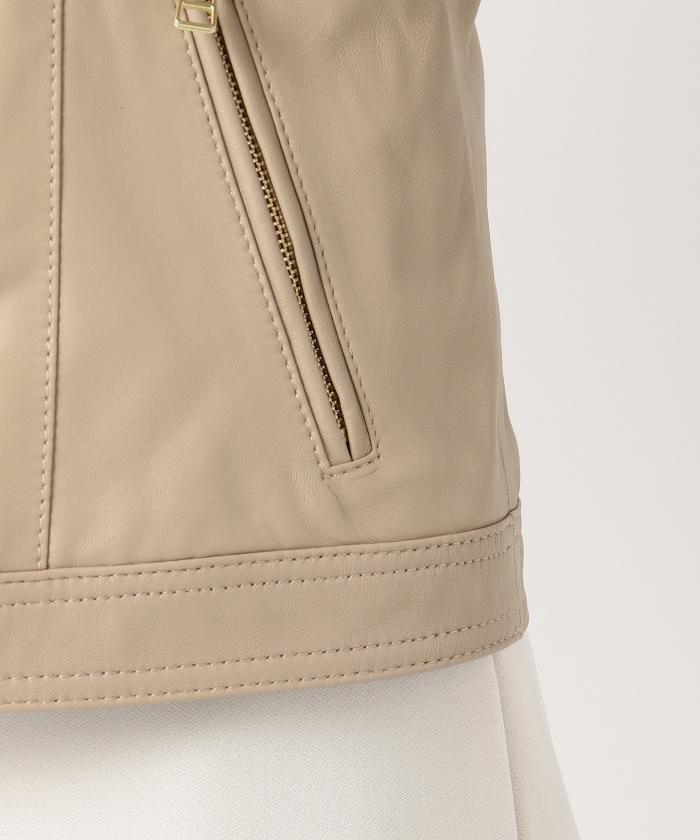 セール 50%OFF】【本革】ソフトラムレザー ノーカラージャケット セール 50%OFF】【本革】ソフトラムレザー ノーカラージャケット