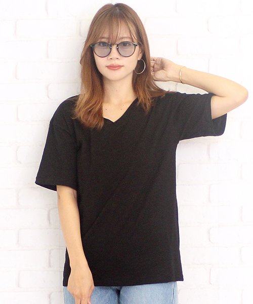 セール シンプルvネックtシャツ韓国ファッションレディースコットンスリム通気性涼しい Vl 5223 S S アミュレット Amulet D Fashion