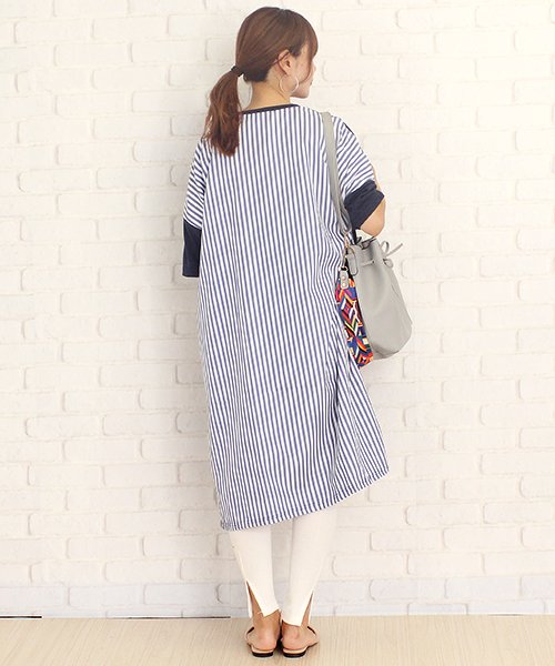 セール ストライプ ネイビーワンピース韓国ファッションレディース上品シックスリムセクシー Vl 5247 S S アミュレット Amulet D Fashion