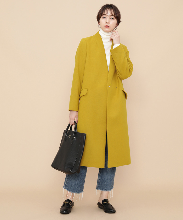 セール】【WEB限定】ハイネックノーカラーチェスターコート セール】【WEB限定】ハイネックノーカラーチェスターコート
