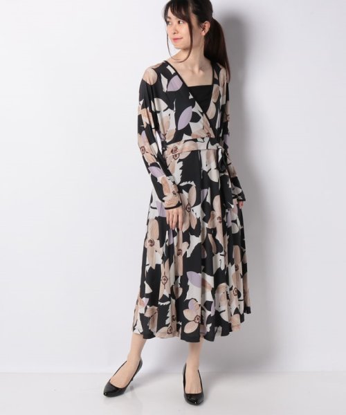 セール カシュクールデザインが目を惹く アソート柄ジャージーワンピース ブージュルード Bou Jeloud D Fashion