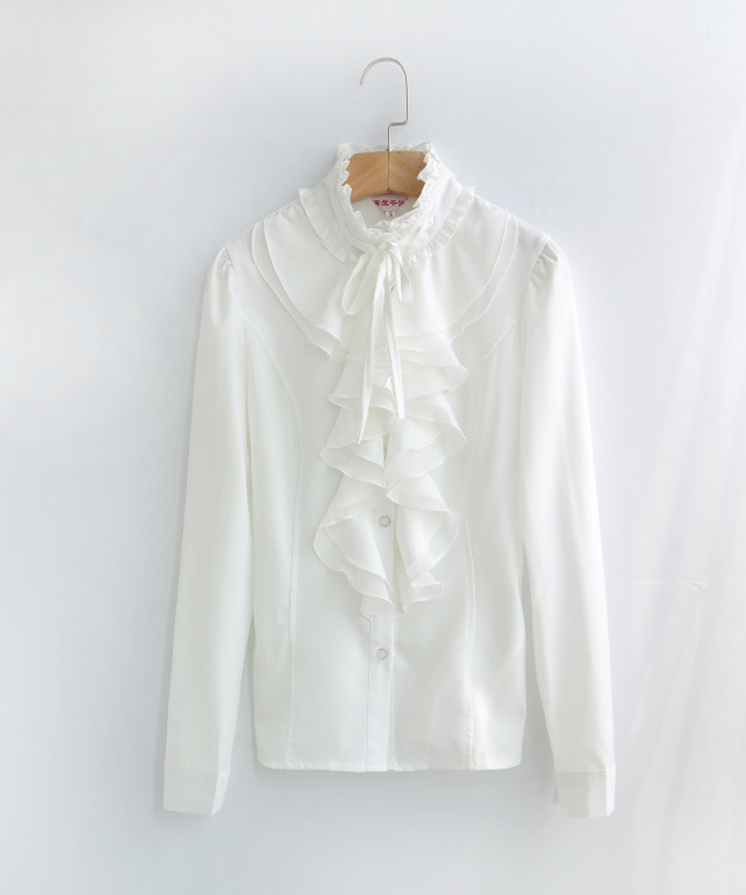 セール】レースレディース Lace Ladies 長袖立ち襟フリル無地