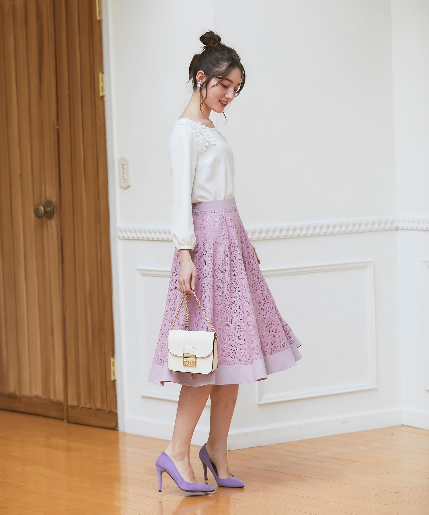 【大人かわいい☆】Roma Dior Souvenir フレア ミディスカート 蝶もシルエットも可愛い】Dior☆フレア ミディスカート