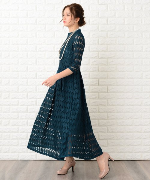 リーフモチーフハイネックロングワンピース ドレス レースレディース Lace Ladies D Fashion リーフモチーフハイネックロングワンピース ドレス レースレディース Lace Ladies D Fashion