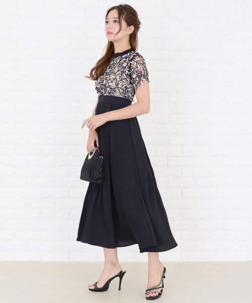 レース切替えハイウエストワンピース ドレス レースレディース Lace Ladies D Fashion
