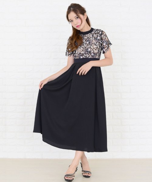 レース切替えハイウエストワンピース ドレス レースレディース Lace Ladies D Fashion