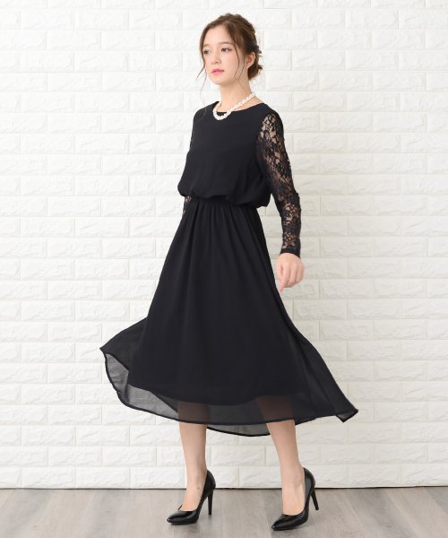 袖レース切り替えフィッシュテールワンピース パーティードレス 502628516 レースレディース Lace Ladies D Fashion