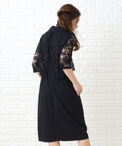 レースケープ付きレース袖ワンピース ドレス レースレディース Lace Ladies D Fashion レースケープ付きレース袖ワンピース ドレス レースレディース Lace Ladies D Fashion