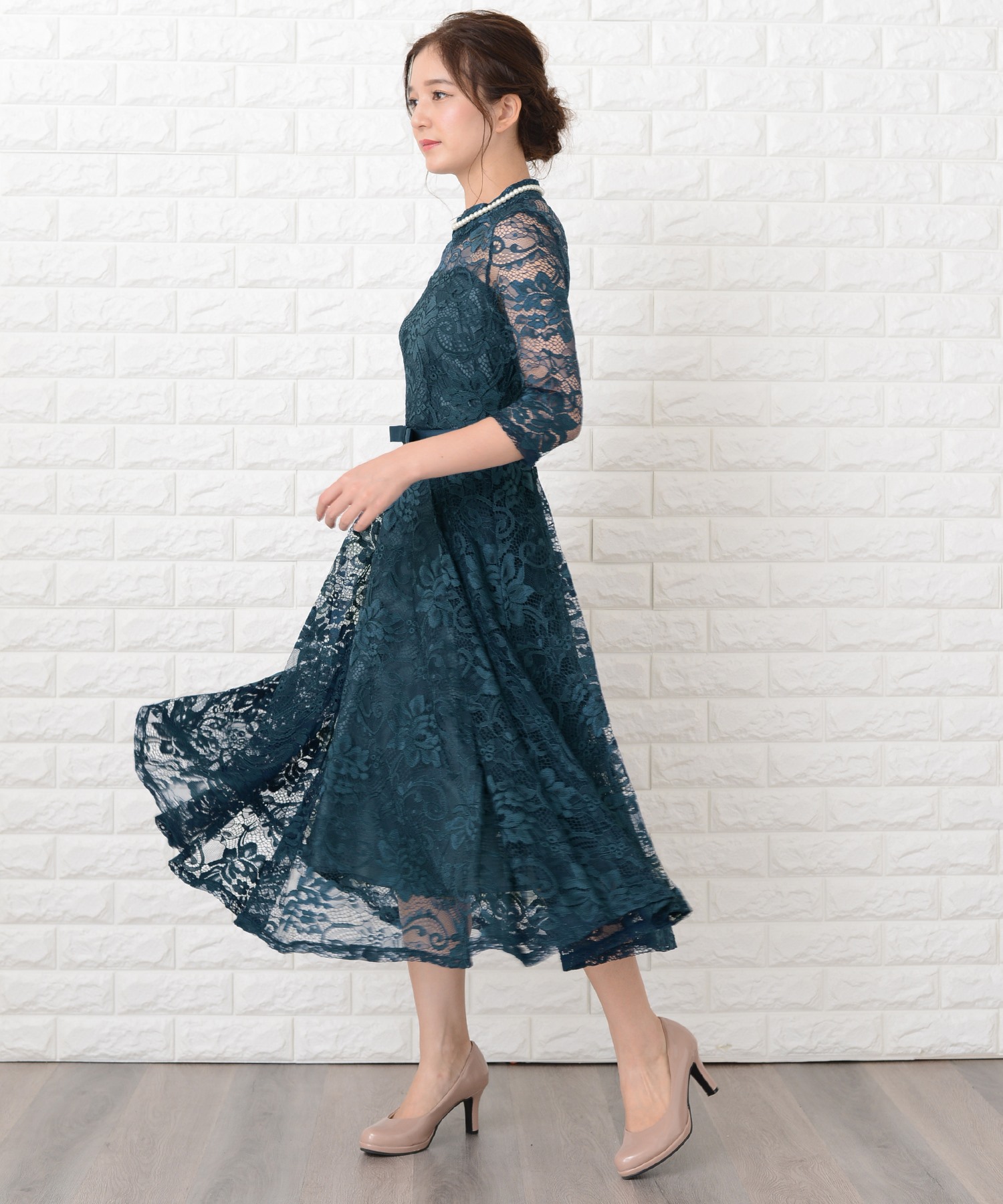 Tika ドレス キャバドレス ハイネックノースリーブ総フラワー