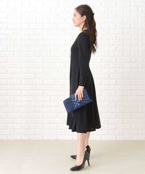 シンプル長袖フォーマルミモレ丈ワンピース ドレス レースレディース Lace Ladies D Fashion シンプル長袖フォーマルミモレ丈ワンピース ドレス レースレディース Lace Ladies D Fashion