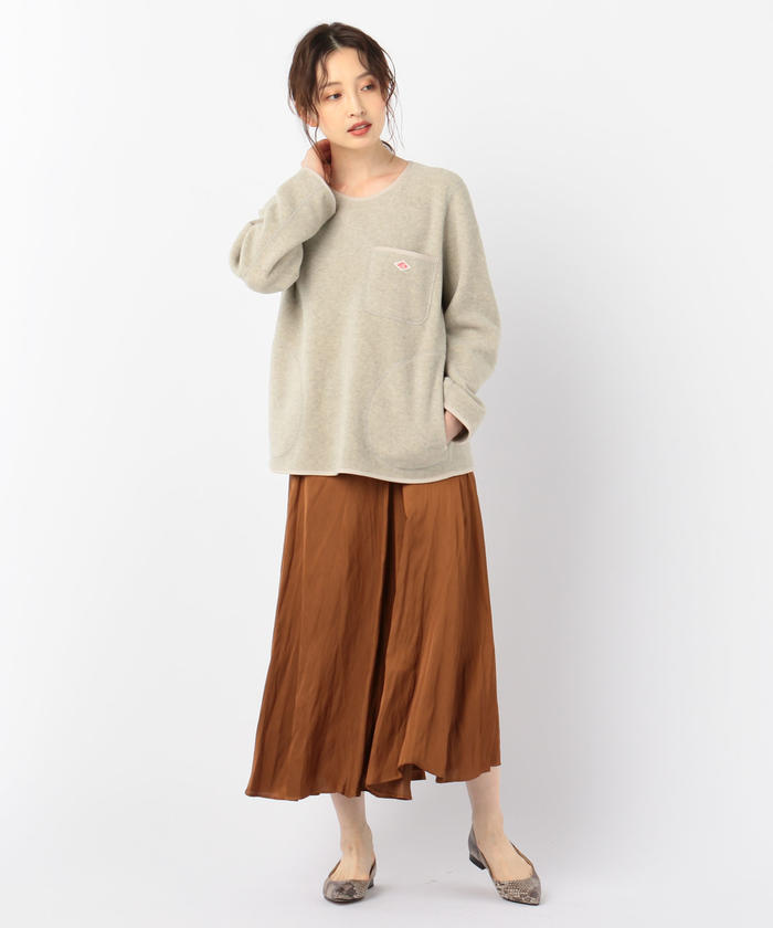 DANTON WOMEN'S FLEECE COLLARLESS JACKET #JD-8911 / ダントン