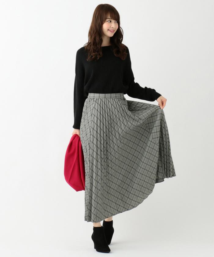 セール 50%OFF】【洗える】チェックプリーツロング スカート