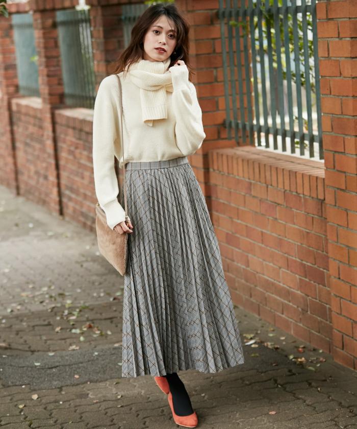 セール 50%OFF】【洗える】チェックプリーツロング スカート セール 50%OFF】【洗える】チェックプリーツロング スカート