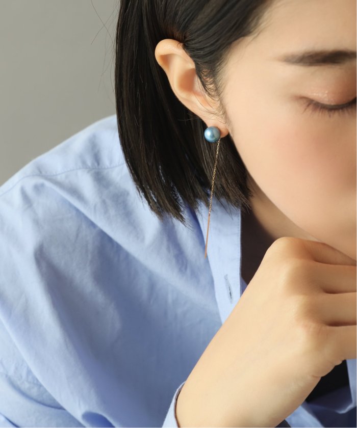 インディゴパール1粒ピンピアス K10（両耳）（ピアス（両耳用