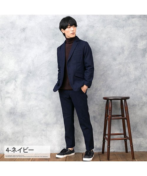 セール 上下セット メルトンウールテーラードジャケットとテーパードパンツ トップイズム Topism D Fashion セール 上下セット メルトンウールテーラードジャケットとテーパードパンツ トップイズム Topism D Fashion
