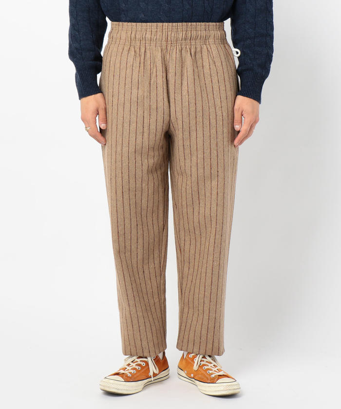 新品＊クックマン　つなぎ　シェフ　ストライプ　セットアップ　ブラウン　M 新品＊クックマン つなぎ シェフ ストライプ セットアップ