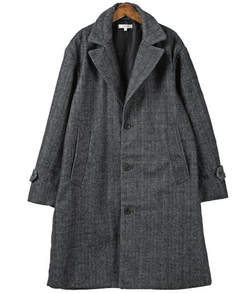 セール ウールビッグチェスターコート チェスターコート メンズ コート ロング丈 ビッグシルエット ウール ラグスタイル Luxstyle D Fashion