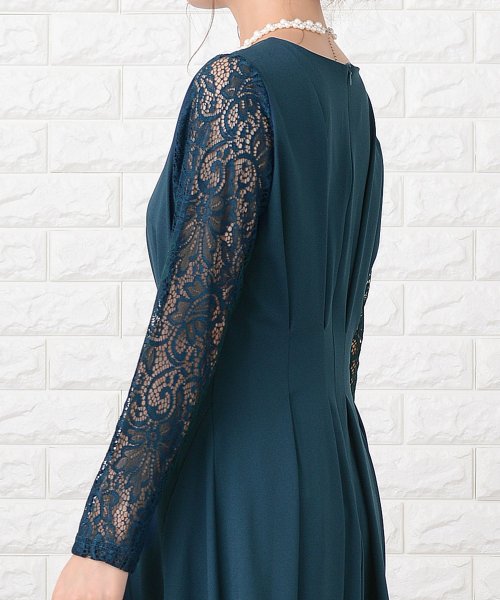 袖レース切替aラインフレアロングワンピース ドレス レースレディース Lace Ladies D Fashion 袖レース切替aラインフレアロングワンピース ドレス レースレディース Lace Ladies D Fashion