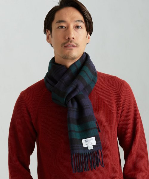 セール 別注 ジョンストンズ Johnstons ブラックウォッチ チェック マフラー グリーンレーベルリラクシング Green Label Relaxing D Fashion