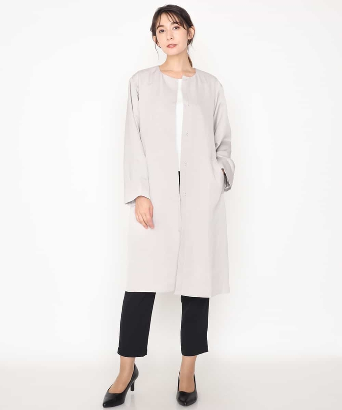 セール 30%OFF】リネン混ノーカラーコート(502792808) | アー