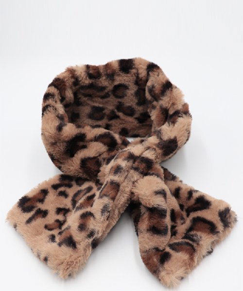 セール ヒョウ柄マフラー レオパードティペット ふわふわ ファース
