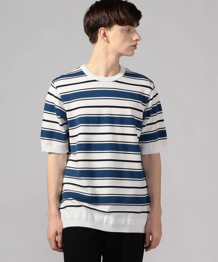 セール 50%OFF】マルチボーダー ニットTシャツ tricot－T