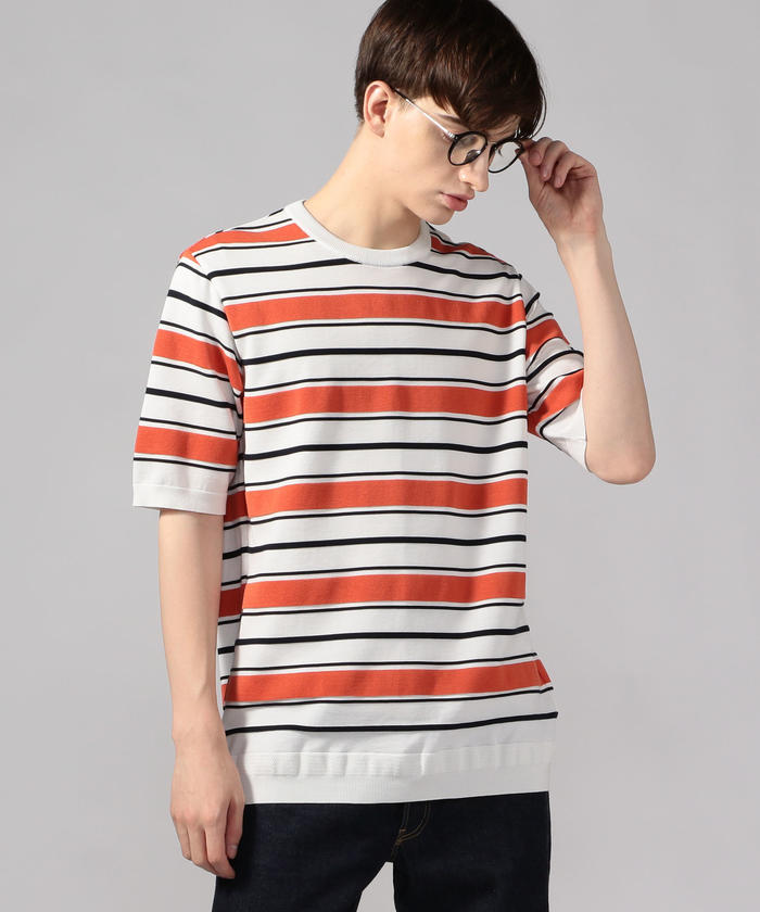 セール 50%OFF】マルチボーダー ニットTシャツ tricot－T