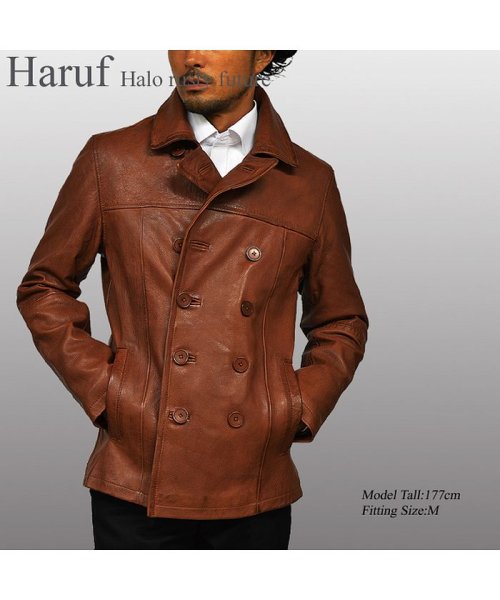 ピーコート レザーコート メンズ 本革 革ジャン レザージャケット ミリタリーコート pコート 本革コート ダブルライダースジャケット  TQPPCOAT(502837977) | ハルフ(Haruf) - d fashion