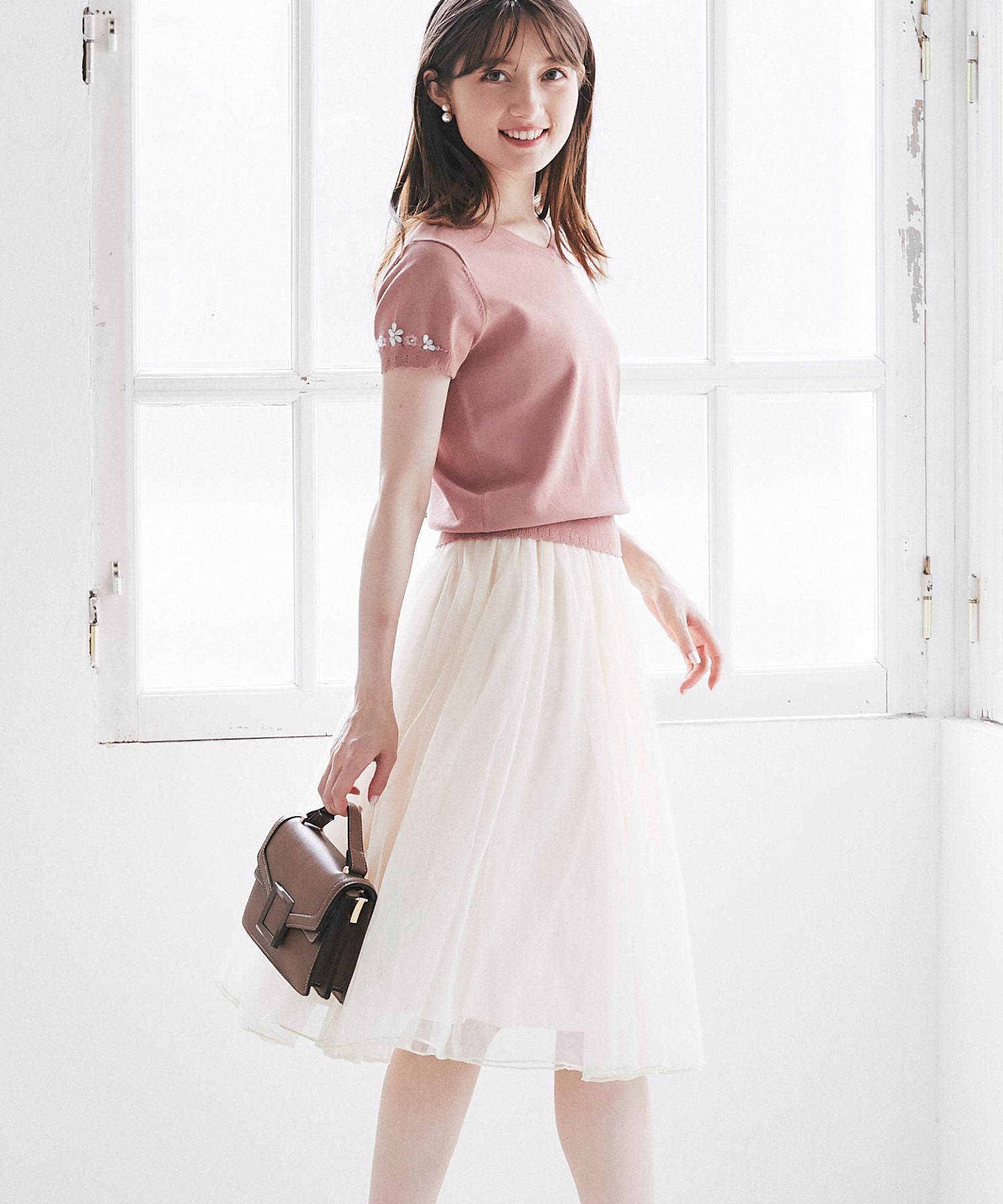 阿佐ヶ谷姉妹風 ワンピース 2枚セット ピンク チュールスカート