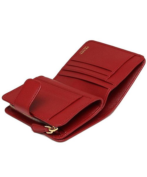 セール プラダ 財布 Prada 1ml018 Qwa F068z Saffiano レディース 二つ折り財布 無地 Fuoco 赤 プラダ Prada D Fashion