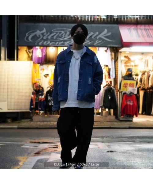 カップル お揃い 長袖 ペアルック 韓国ファッション 秋冬 お揃いコーデ リンクコーデ 男女 ペア 服 ジージャン ダメージデニム メンズ レディース Gジャン ワンフォークロージング 1111clothing D Fashion