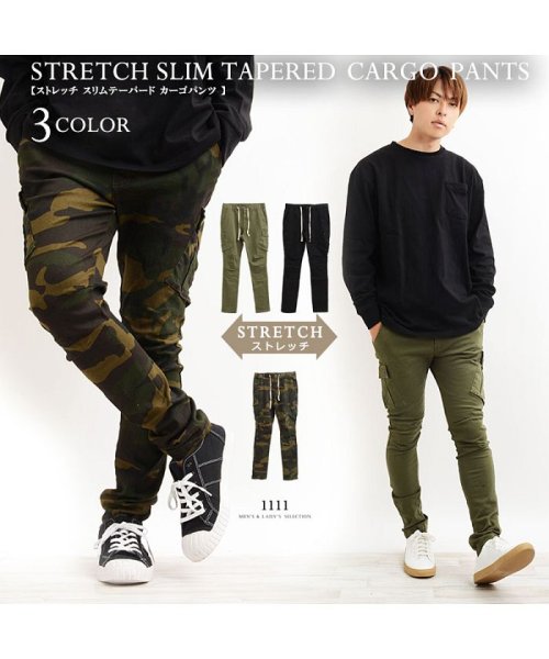セール カーゴパンツ メンズ 韓国 ファッション パンツ テーパード スキニー ボトムス 韓国ファッション スリム 細身 伸縮性 19 秋 冬 秋服 冬服 秋物 冬 ワンフォークロージング 1111clothing D Fashion
