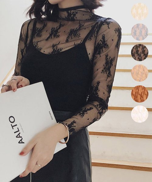 セール Off レース チュール トップス レディース ハイネック レースインナー シースルー 長袖 トップス ミニミニストア Miniministore D Fashion セール Off レース チュール トップス レディース ハイネック レースインナー シースルー 長袖 トップス ミニミニストア Miniministore D Fashion