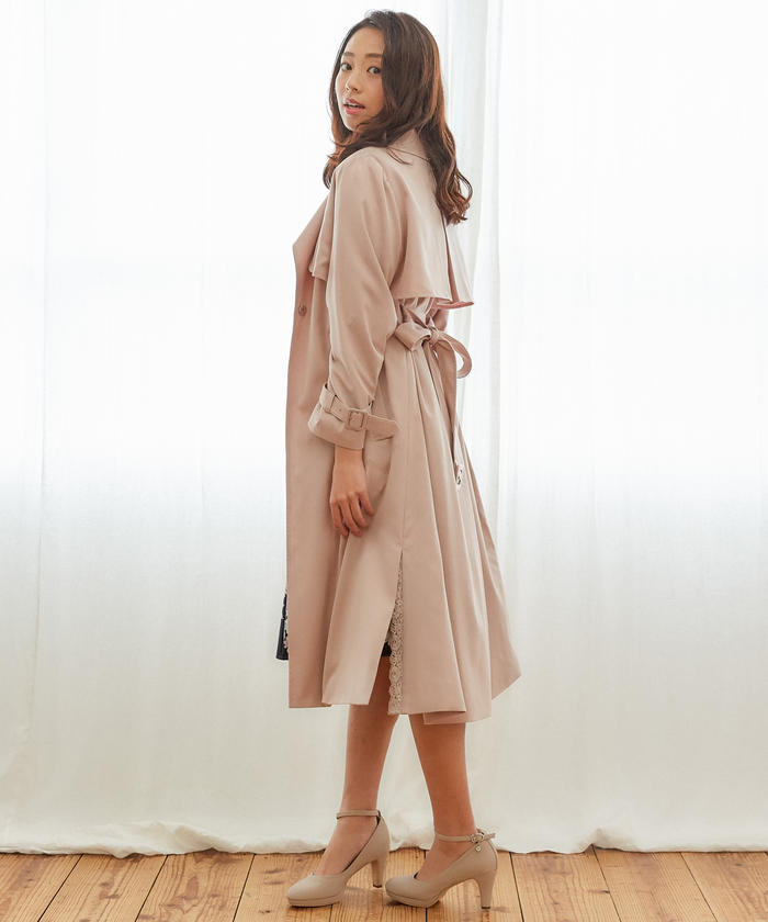 MISCH MASCH ピンク トレンチコート　【ベルト付】 MISCH MASCH - 新品 ピンクベージュ トレンチコート ベルト