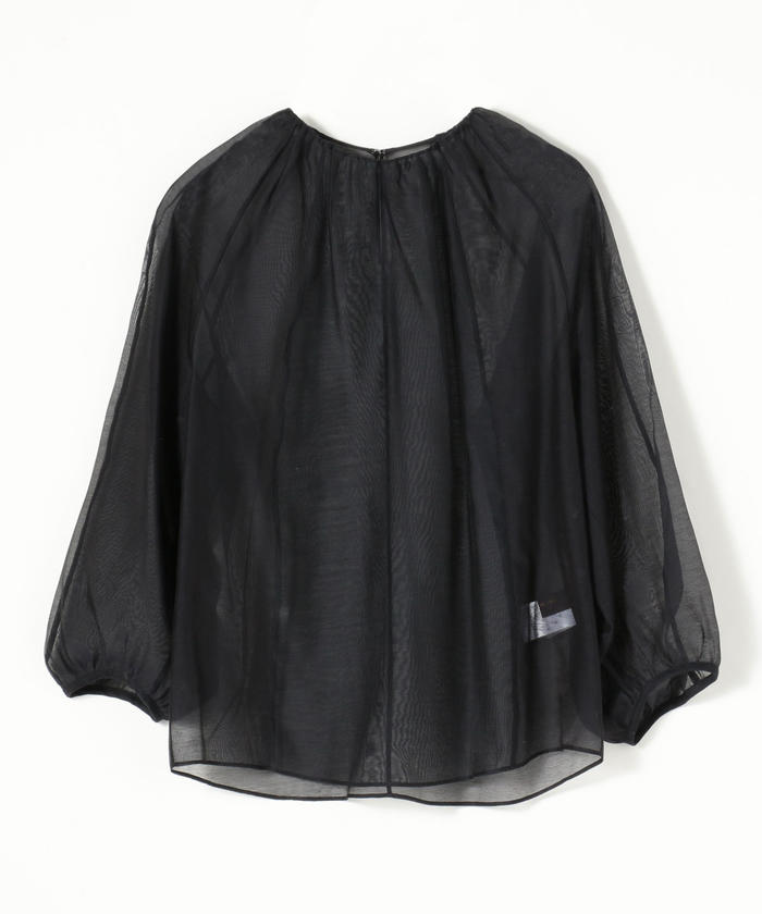 セール 50%OFF】コットンシルクオーガンジー ネックギャザー セール 50%OFF】コットンシルクオーガンジー ネックギャザー