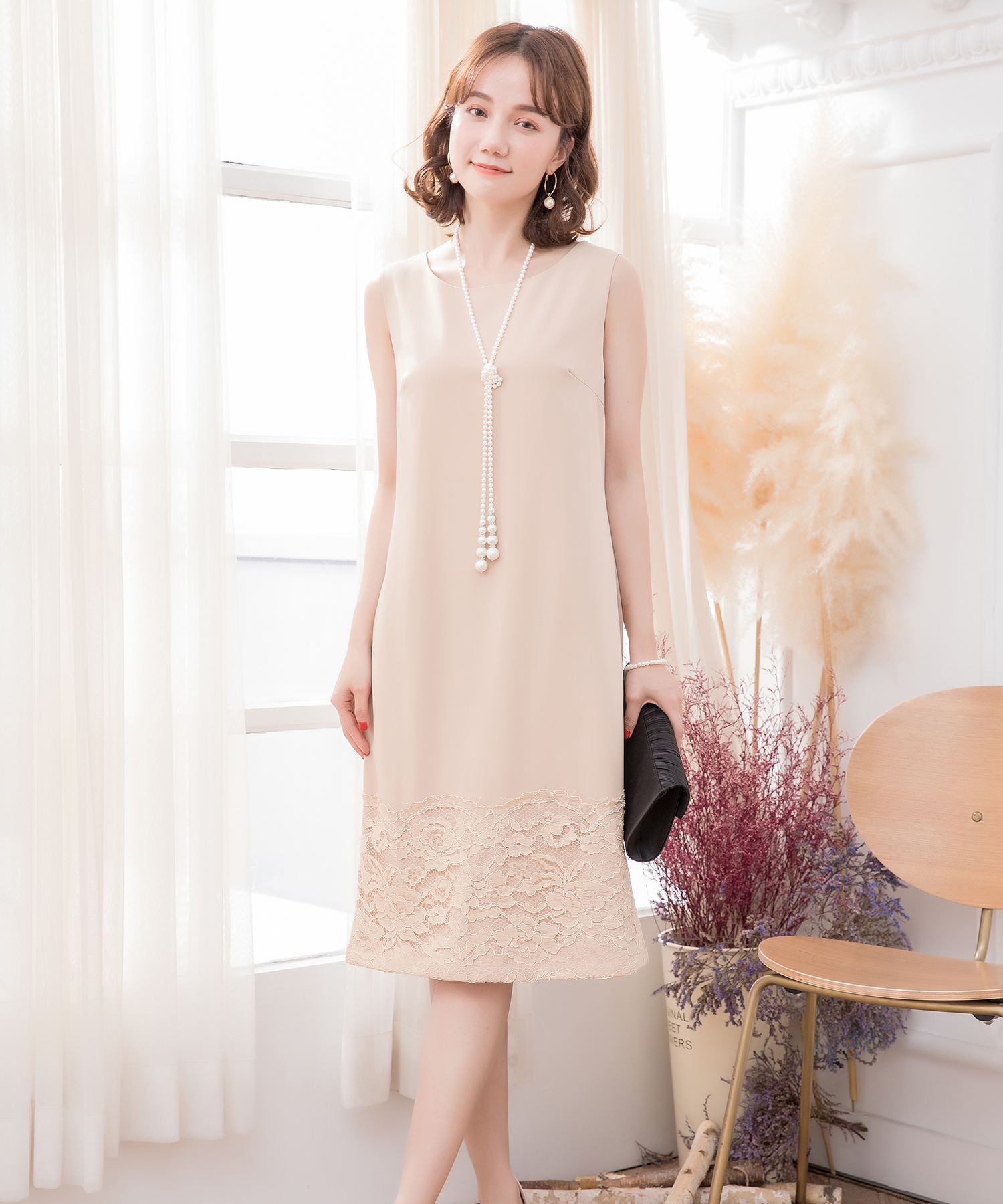 セール】ドレスプラス DRESS+ 裾レースノースリーブワンピースと