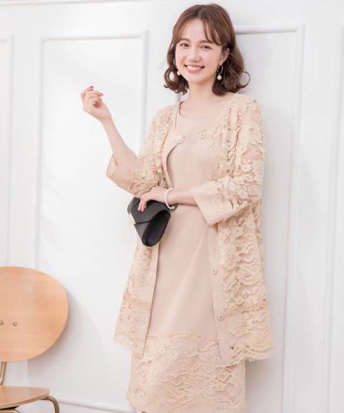 裾レースノースリーブワンピースと総レースカーディガンフォーマル2点セット 502 ドレス スター Dress Star D Fashion 裾レースノースリーブワンピースと総レースカーディガンフォーマル2点セット 502 ドレス スター Dress Star D Fashion