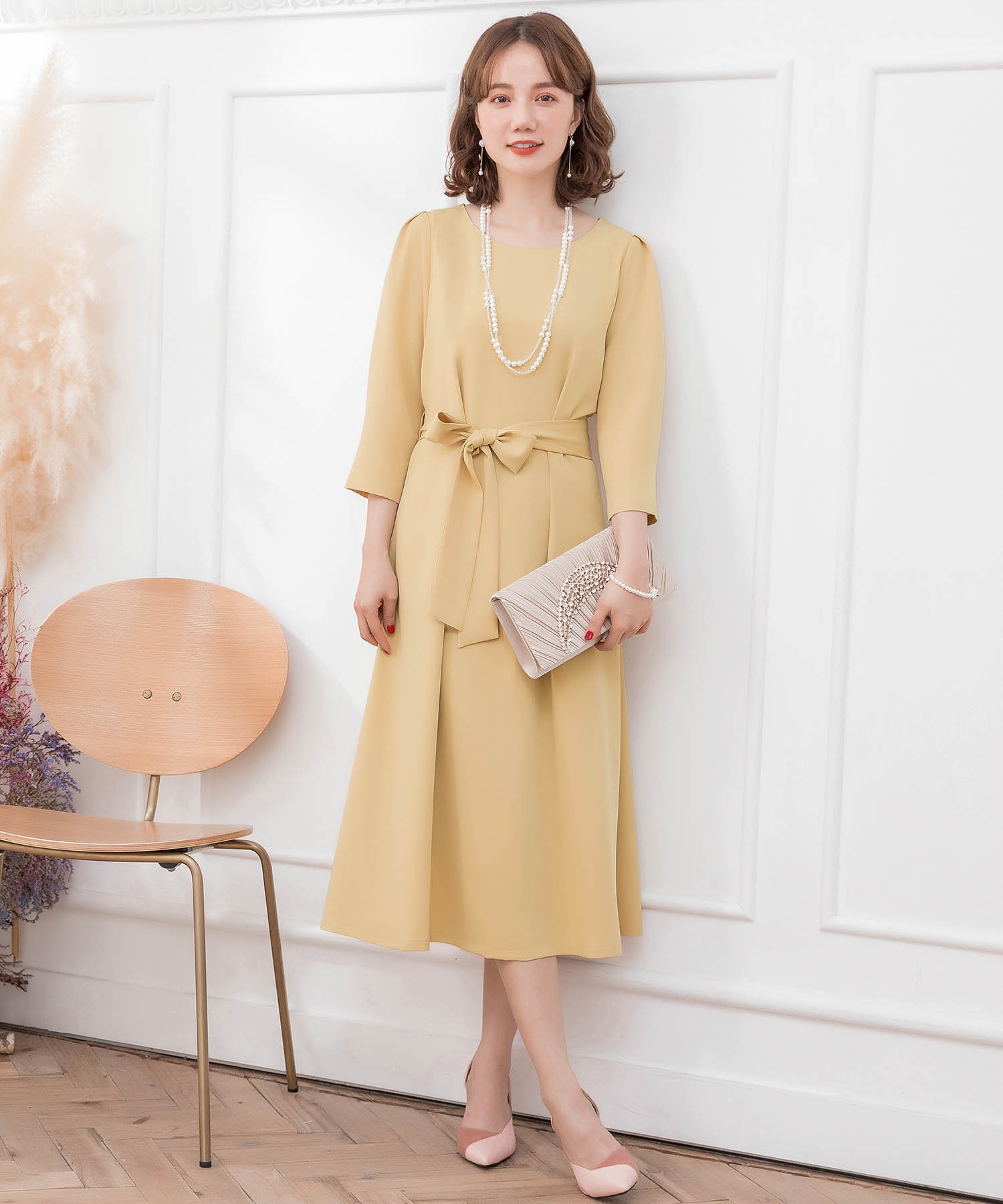 肌触りがいい セール】ドレスプラス DRESS+ フレアロング丈結婚式ワンピース スーツ・フォーマル・ドレス