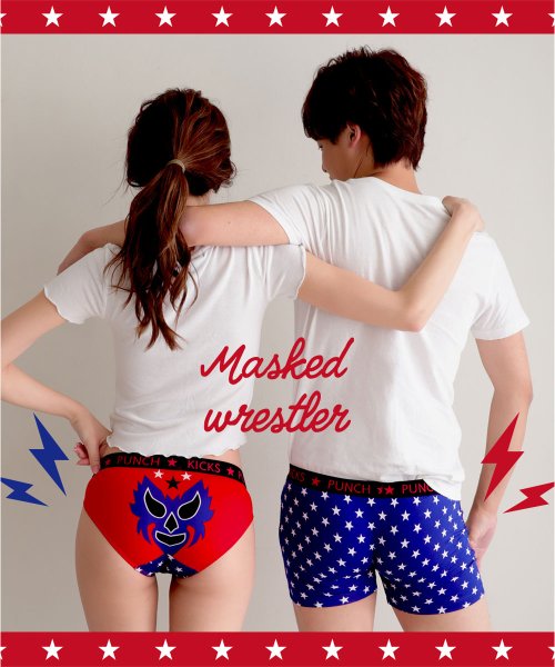 セール スタンダードショーツ 女性 仮面レスラー柄 プレーンショーツ 下着 パンツ ショーツ カジュアル かわいい 可愛い お揃い カップル レディース パンティ パン エメフィール Aimerfeel D Fashion