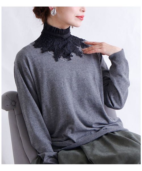 さえら　ハイネック レース ニット cne0066-m.jpg