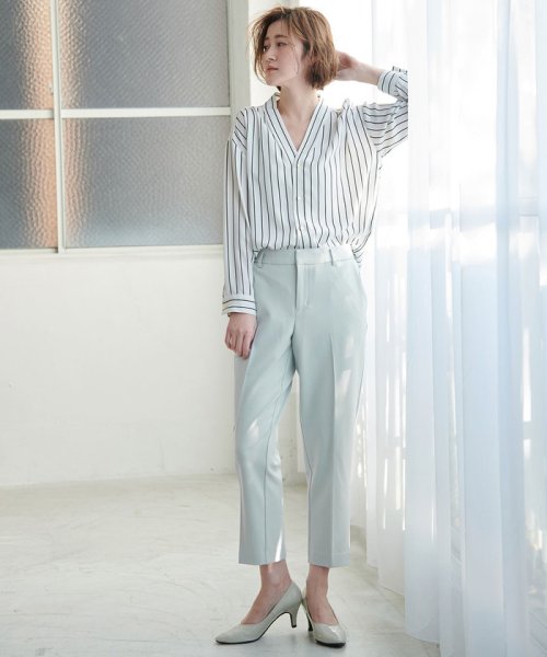 セール 37%OFF】ストレッチツイルテーパードパンツ(502888389) ロペピクニック(ROPE ロペピクニック ストレッチクロップドパンツ ネイビーストライプ 36 キレイめ
